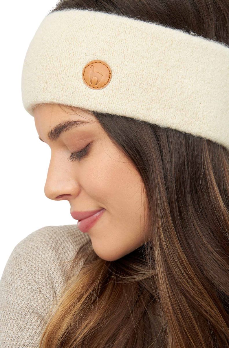 Pannband i alpackaull-vit